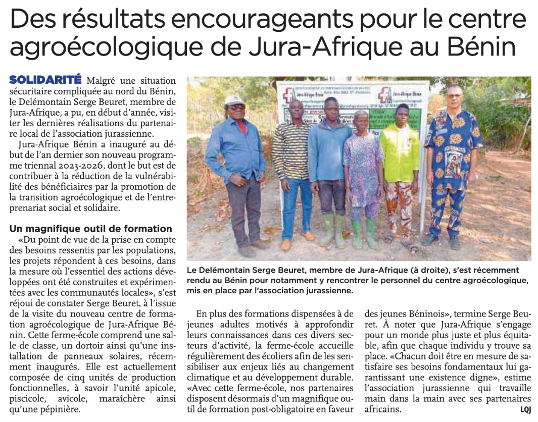 Des résultats encourageants pour le centre agroécologique de Jura-Afrique au Bénin